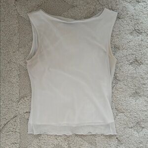 Brandy Melville Sleeveless White Mesh Tank Top - Women